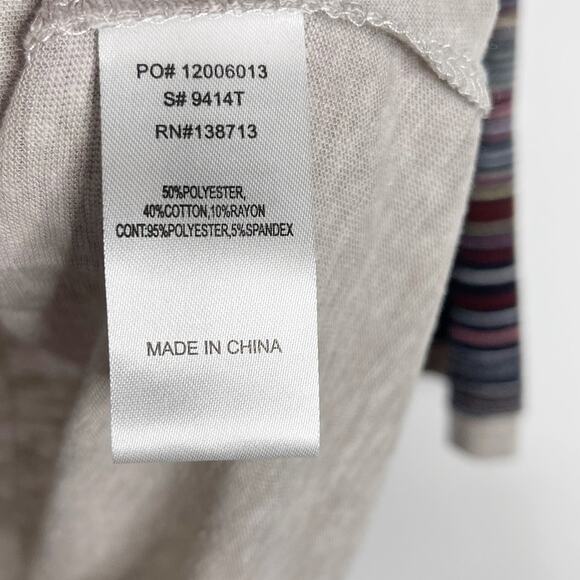 New Doe & Rae Small Heather Gray Striped Raglan Long Sleeve Tee Tshirt Top Crew - Picture 8 of 10